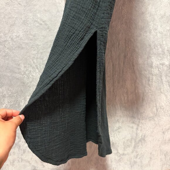 Nomad The Label Midi Dress Womens 16 Valentina Linen Blend Charcoal Button-Down - Picture 8 of 10